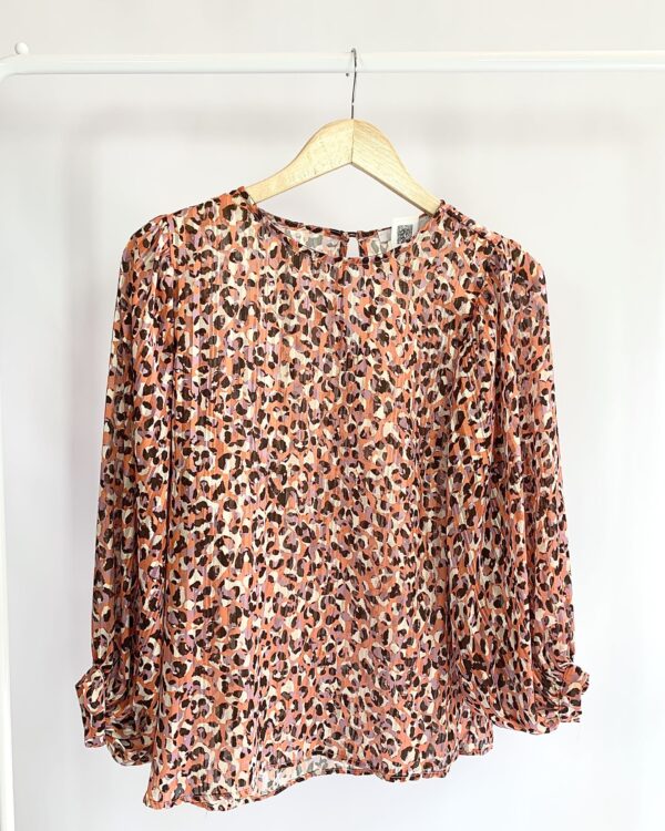 Blusa transparência animal print laranja e lilás ATEEN - 38