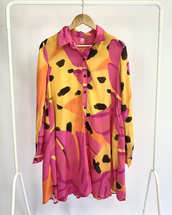 Vestido chemise rosa estampa banana FARM *nunca usado* - M