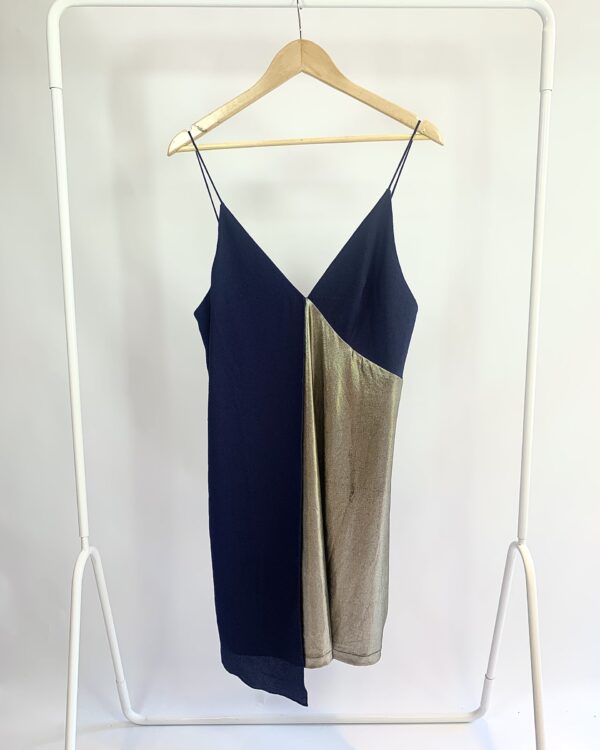 Vestido curto azul marinho com detalhe metalizado MARIA FILO - P