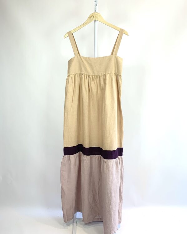 Vestido linho longo bicolor ADRIANA DEGREAS - P