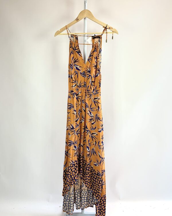 Vestido laranja com estamp azul - P - VENDIDO SIST OTO