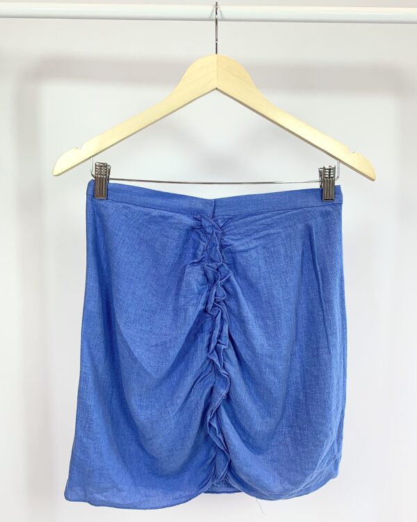 Saia curta linho babado lateral azul VIX - M