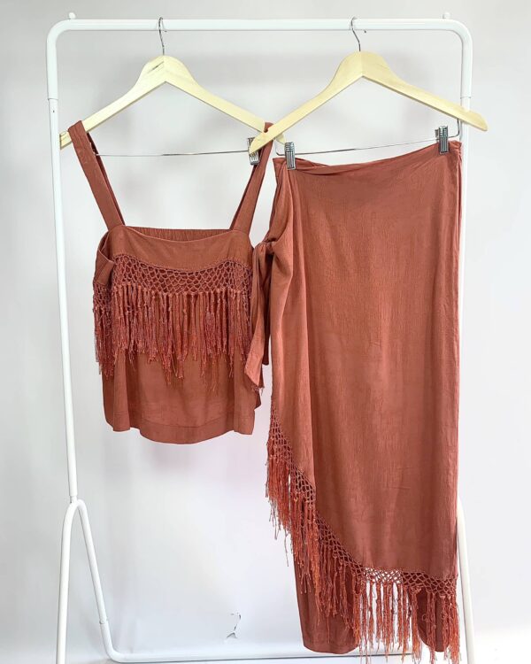 Conjunto terracota com fran - ja LE SOLEIL DETE - M - VENDIDO SISTEMA OTO