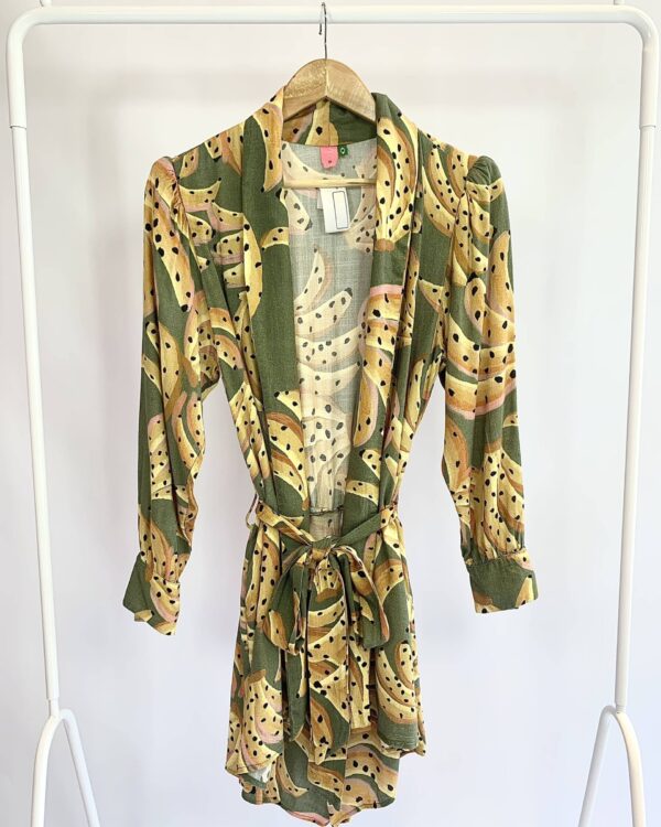 Vestido curto estamp banana FARM - P - VENDIDO SIST OTO