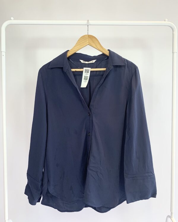 Camisa manga longa azul marinho ZARA - M - VENDIDO SIST OTO