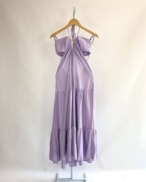 Vestido longo lilás recorte nas costas FARM - M - VENDIDO SIST OTO