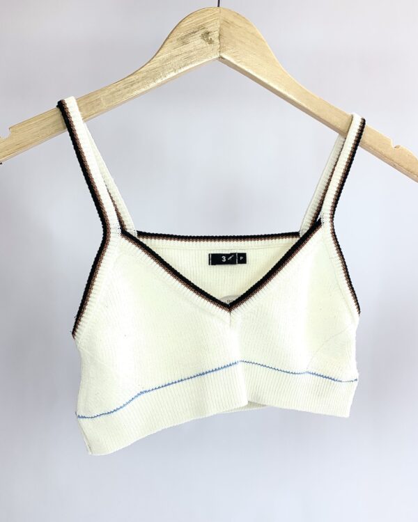 Cropped tricot off detalhe preto e marrom LOJA 3 - P