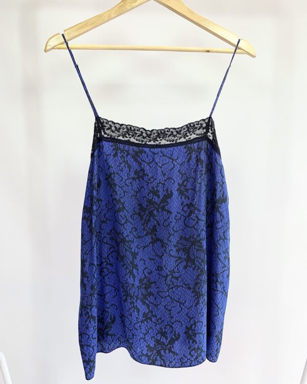 Regata alcinha e renda azul e preta ANIMALE - 42 - VENDIDO SIST OTO