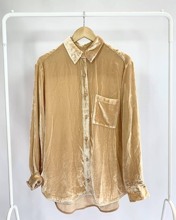 Camisa manga longa veludo molhado salmão ANIMALE - P