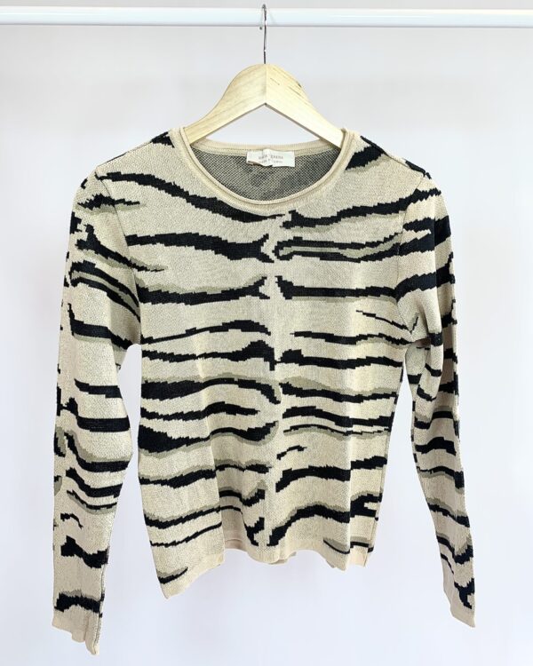 Blusa bege com estamp preta MARIA VALENTINA - PP - VENDIDO SISTEMA OTO