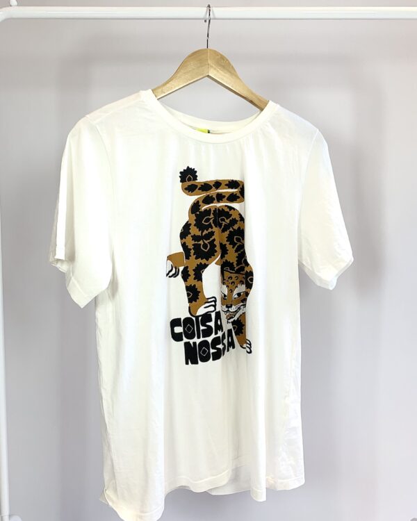T shirt off white estampa onça na frente FARM - M
