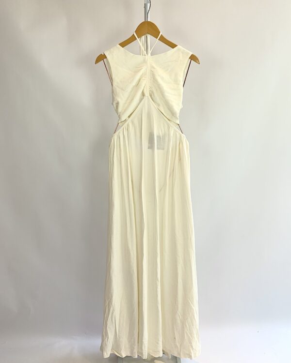 Vestido viscolinho longo off white recorte na cintura AHKA - G (nunca usada) - VENDIDO SISTEMA OTO