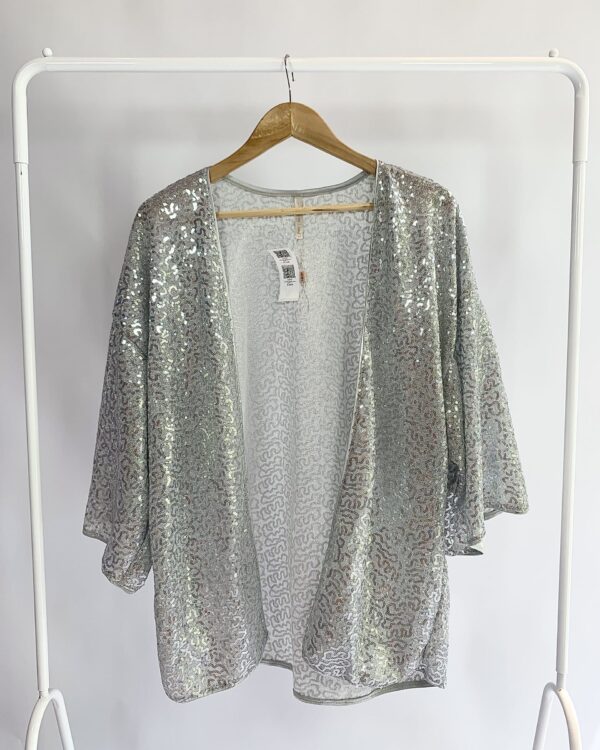 Kimono paetê prata DIMY - M - VENDIDO SISTEMA OTO