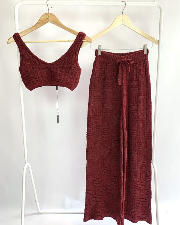 Conjunto top e calça tricot vinho NYBD - M *nunca usado*