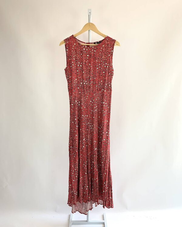 Vestido longo vermelho com estamp ZARA - G - VENDIDO SISTEMA OTO
