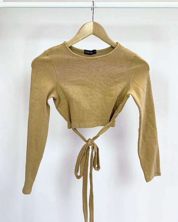 Cropped de manga comprido marrom ZEN BASIC - P  - VENDIDO SIST OTO