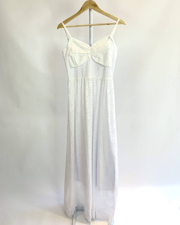 Vestido longo laise branco detalhe laço BLEND *nunca usado* - P - VENDID SIST OTO