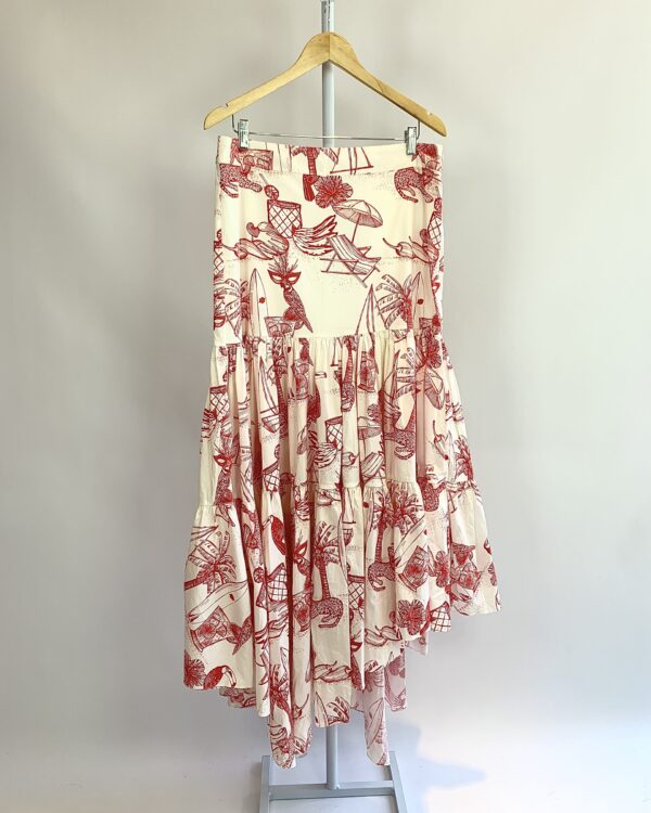 Saia longa off estampa praia vermelho EVA *nunca usada* - 44