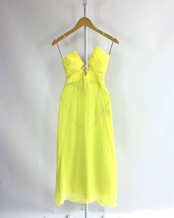 Vestido midi fluido georgette amarelo ANIMALE - 36