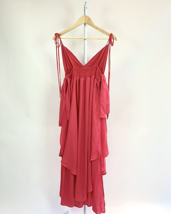 Vestido longo goiaba amarrações crepe OXO PAXO *nunca usado* - G