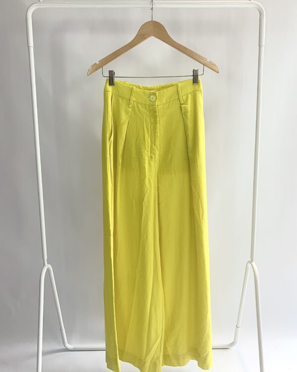 Calça pantalona linho amarelo cítrico NV - 36 - VENDIDO SISTEMA OTO