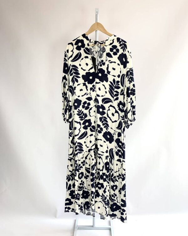 Vestido midi manga bufante off estampa azul marinho ANIMALE *nunca usado* - 42 - VENDIDO SISTEMA OTO