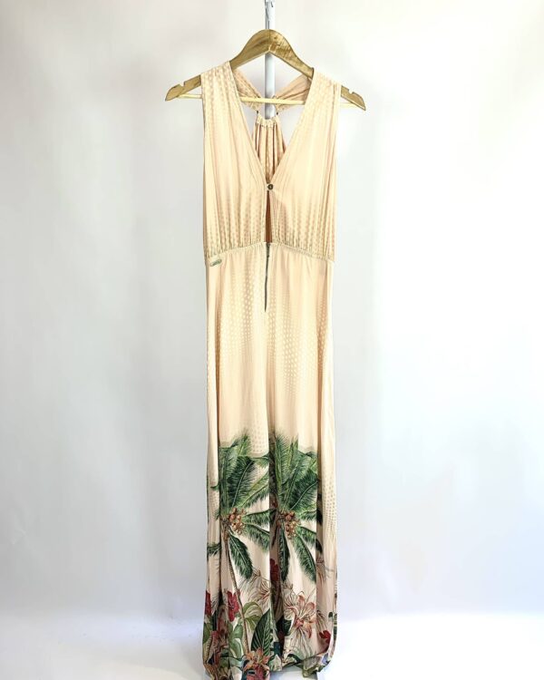 Vestido longo salmão com estamp LIRITTY - G - VENDIDO SISTEMA OTO