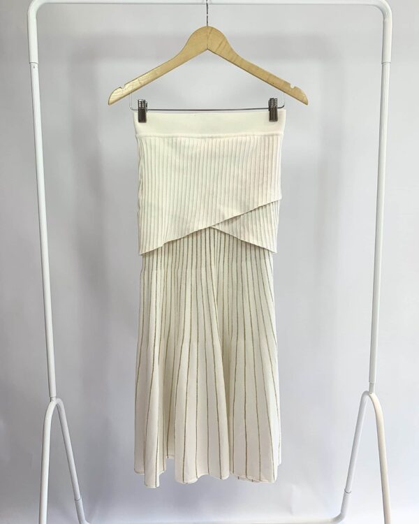 Saia midi tricot bege fios lurex dourado A COLLECTION - P - VENDIDO SIST OTO