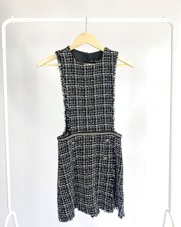 Jardineira de tweed preta e branca ZARA - PP - VENDIDO SISTEMA OTO