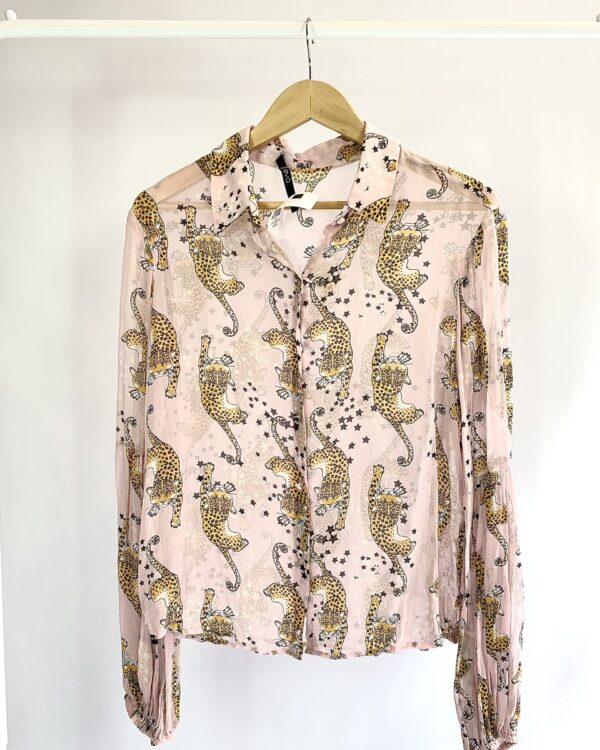 Camisa rosa com estamp onça de seda EVA - 38