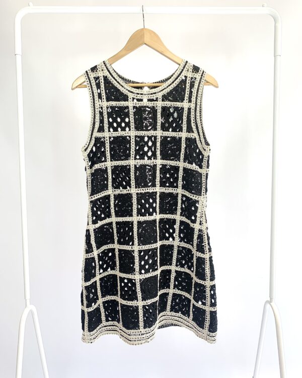 Vestido tricot bege e preto ZARA -  G - VENDIDO SISTEMA OTO