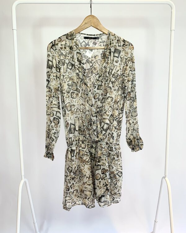 Vestido curto cinza com estamp ANIMALE - 36 - VENDIDO SISTEMA OTO