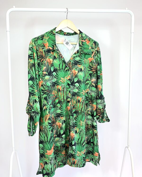 Saída de praia chemise estampa preta e verde ACQUAMARE - G