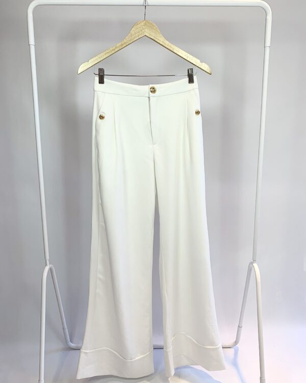 Calça pantalona branca CHARRY - P - VENDIDO SISTEMA OTO