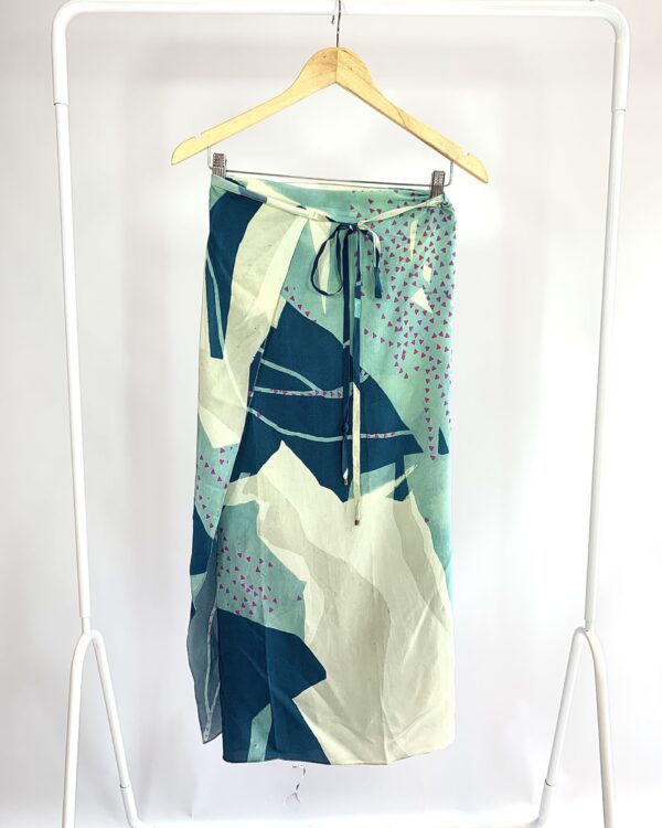 saia pareô seda estampa abstrata azul e bege LENNY NIEMEYER - U