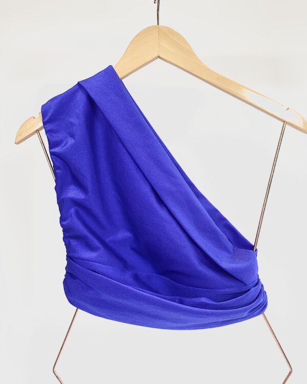 Cropped lycra um ombro só azul bic TELA - P - VENDIDO SISTEMA OTO