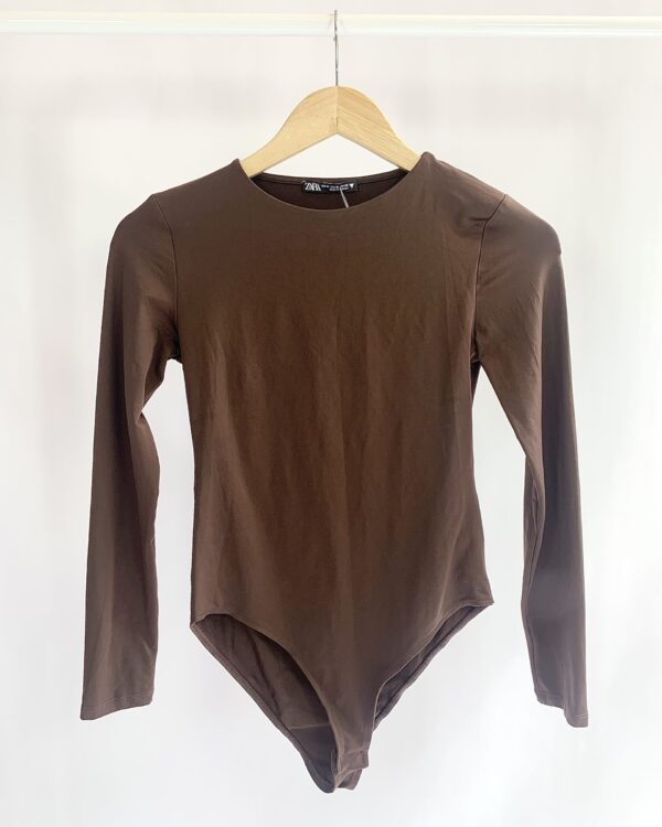 Body manga longa marrom ZARA - M - VENDIDO SISTEMA OTO