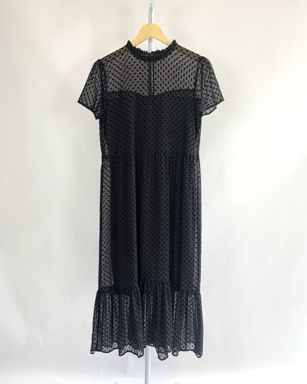 Vestido midi transparência poás veludo preto ZARA - P