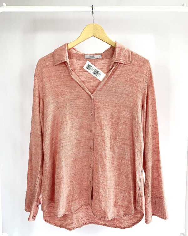 Camisa viscolinho salmão riscada ATEEN - 42 - VENDIDO SISTEMA OTO