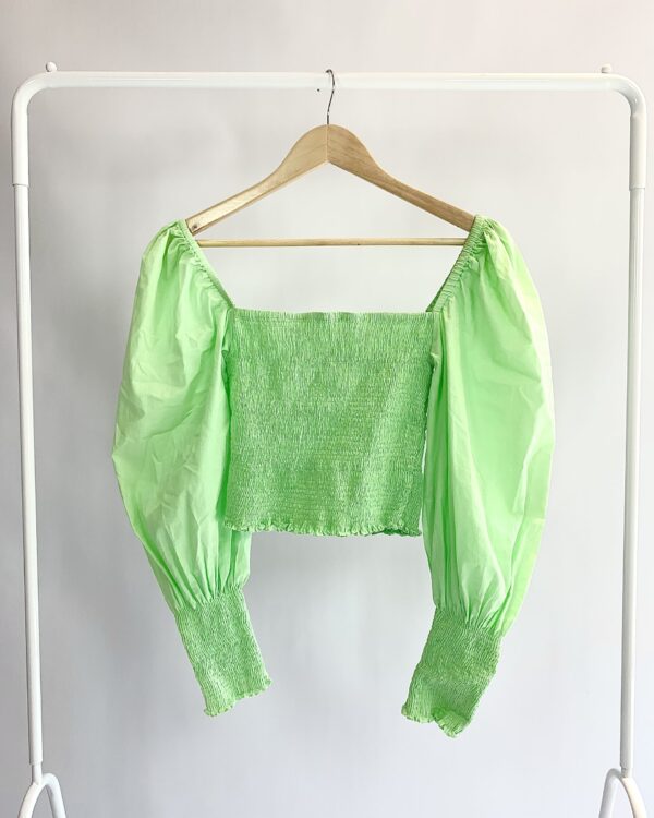 Cropped verde lastex manga bufante EVA - 42- VENDIDO SISTEMA OTO