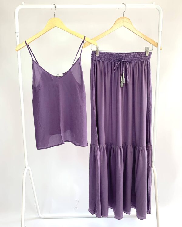 Conjunto saia e blusa  uva de seda ATEEN - 36