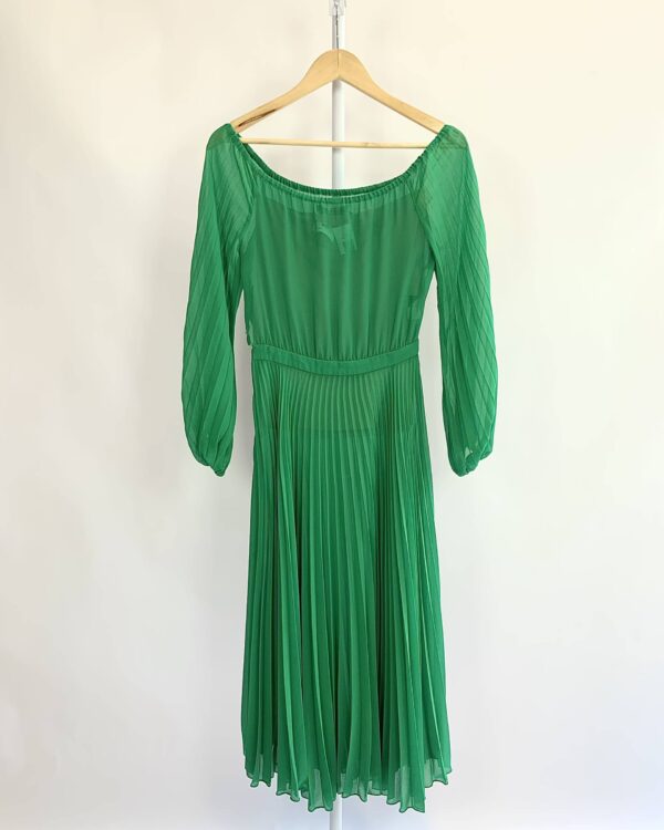 Vestido midi verde com saia drapeada AGILITA - 34 - VENDIDO SISTEMA OTO