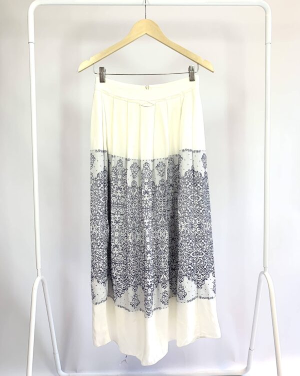 Saia midi branca estampa azul CRIS BARROS - 36