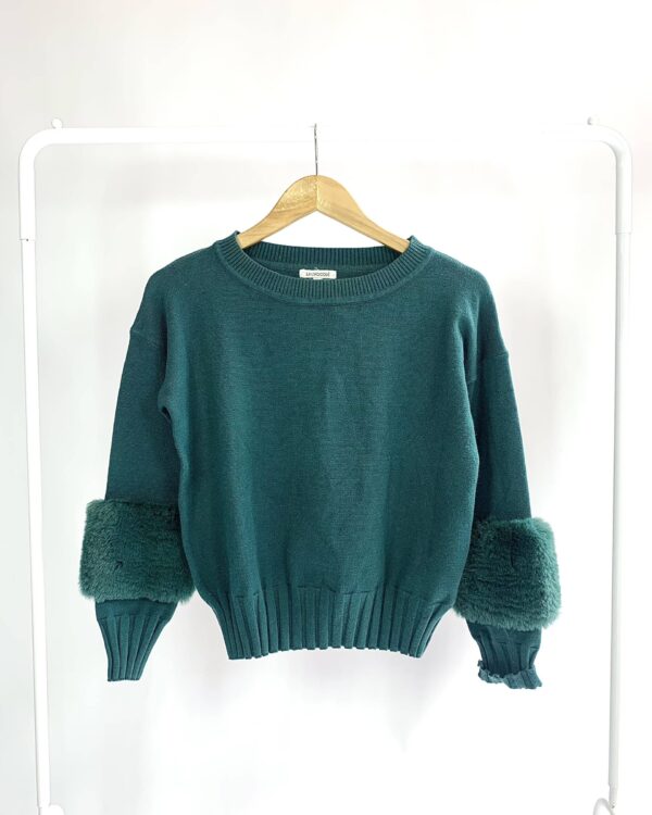 Casaco de tricot verde com detalhes no pulso LA CHOCOLE - M - VENDIDO SIST OTO