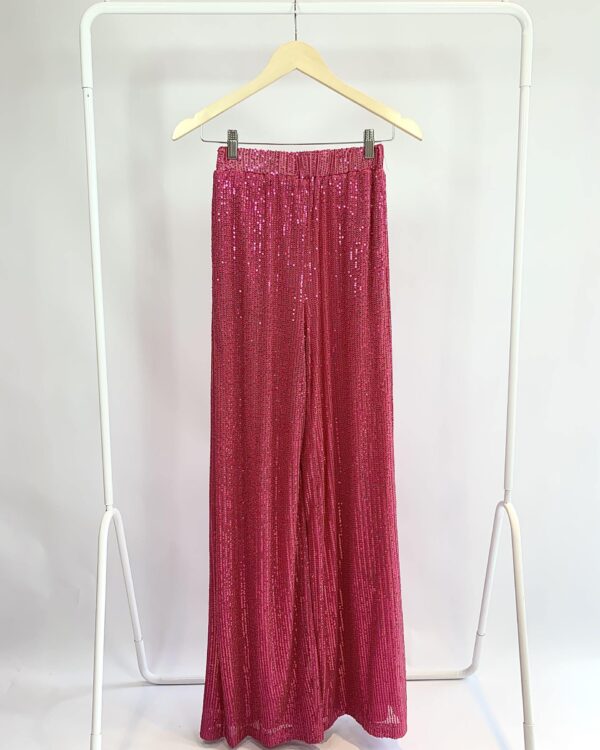 Calça pantalona paetê rosa NASTY GAL - P - vendido sistema oto