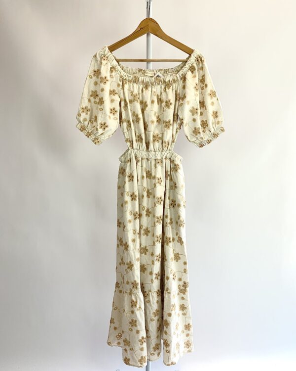 Vestido midi laise bege NANAMINZE - M