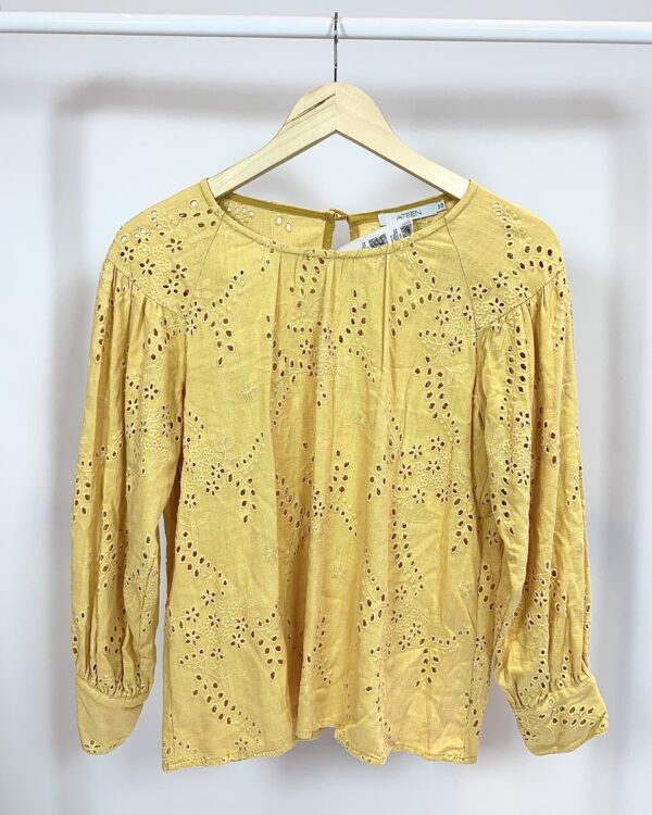 Blusa laise mostarda manga longa bufante ATEEN - 38 - VENDIDO SIST OTO