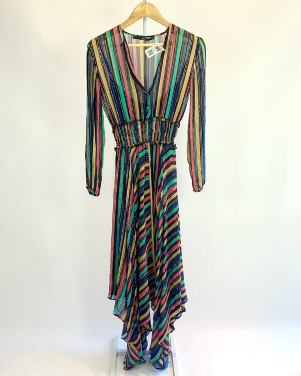 Vestido midi com listra colorido e fios de lurex EVA - 38