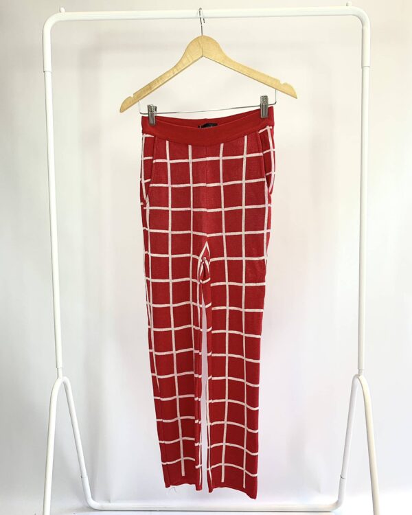 Calça tricot xadrez vermelha MARIA FILÓ - P - VENDIDO SIST OTO