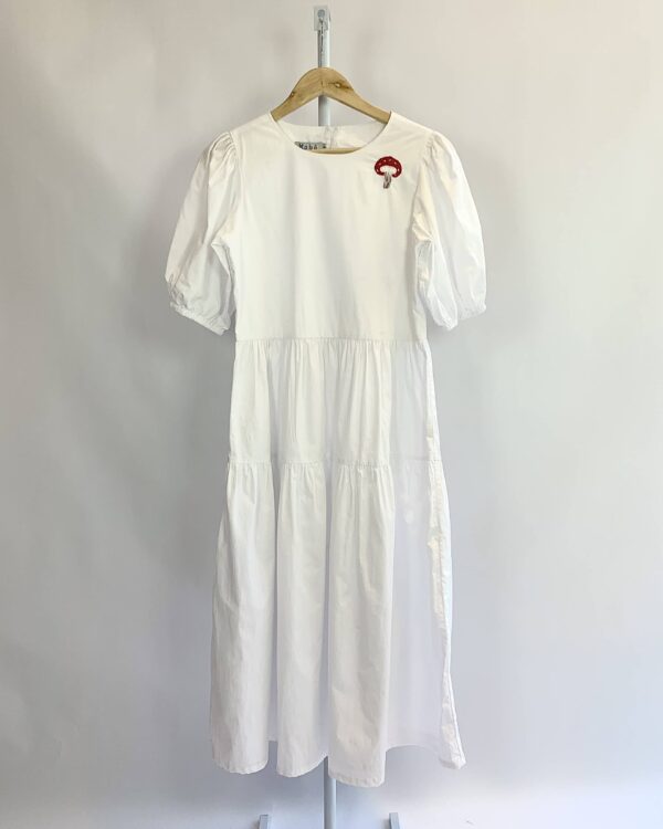 Vestido longo branco com bordado de cogumelo MABO - P